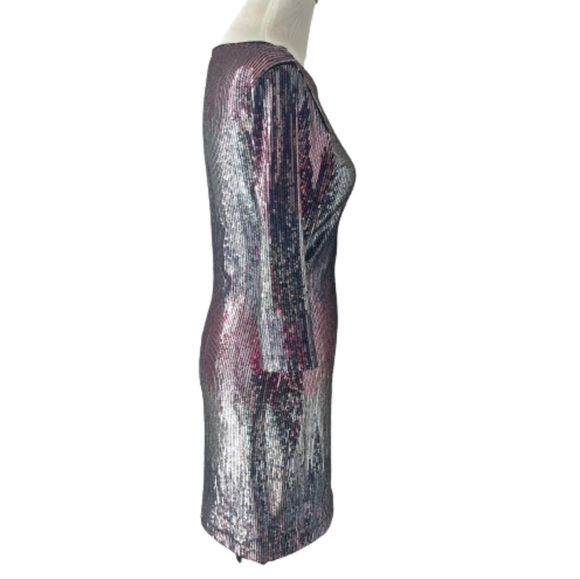 Karen Kane Sequin Sheath Dress, Blushed Metal, Pink and Silver - Picture 4 of 13